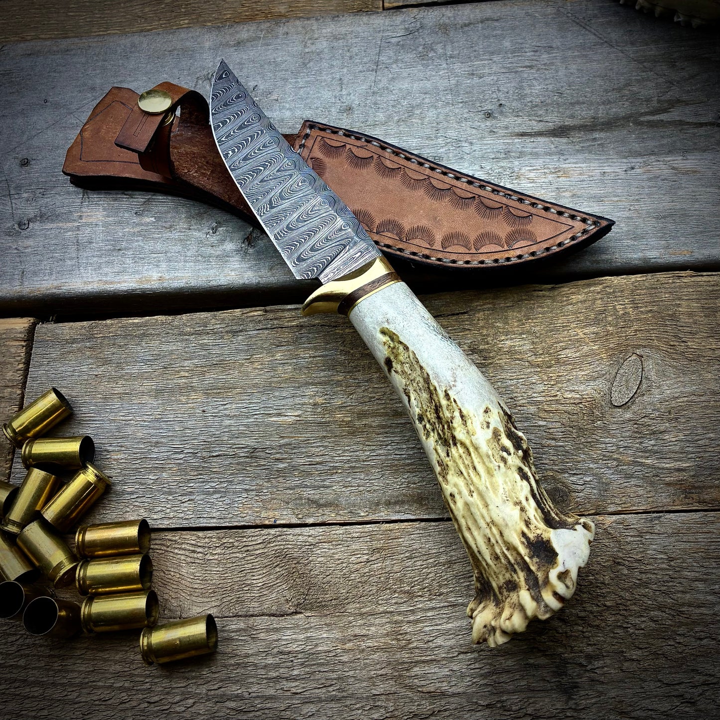Damascus Hunter Antler Handle