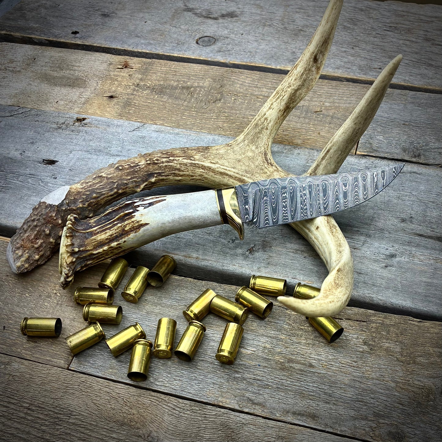 Damascus Hunter Antler Handle