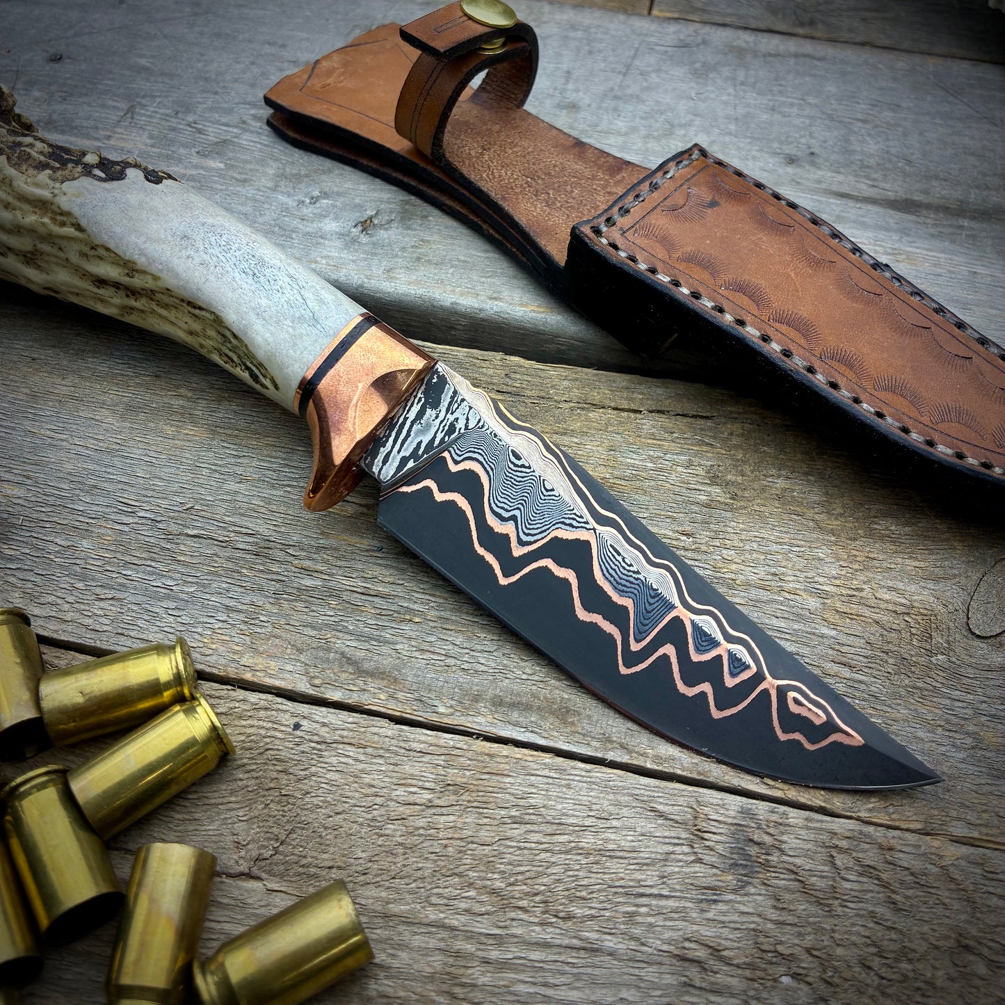 CuMai Hunter - Copper Damascus & Deer Antler