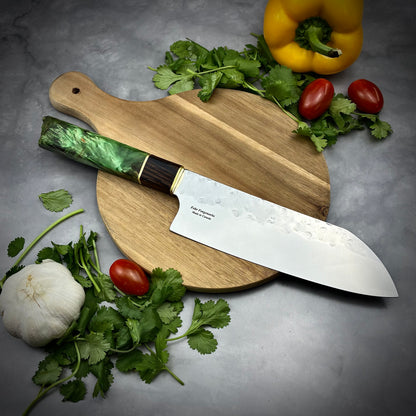 Japanese Santoku - Live Edge Maple Handle - Forged AEB-L Stainless