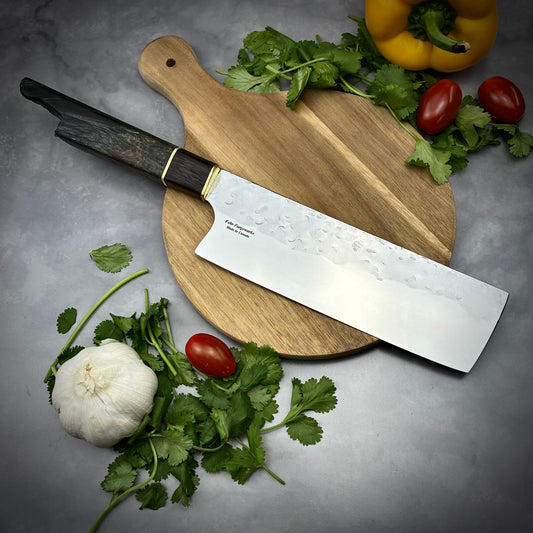 Japanese Nakiri - Live Edge Maple Handle - Forged AEB-L Stainless