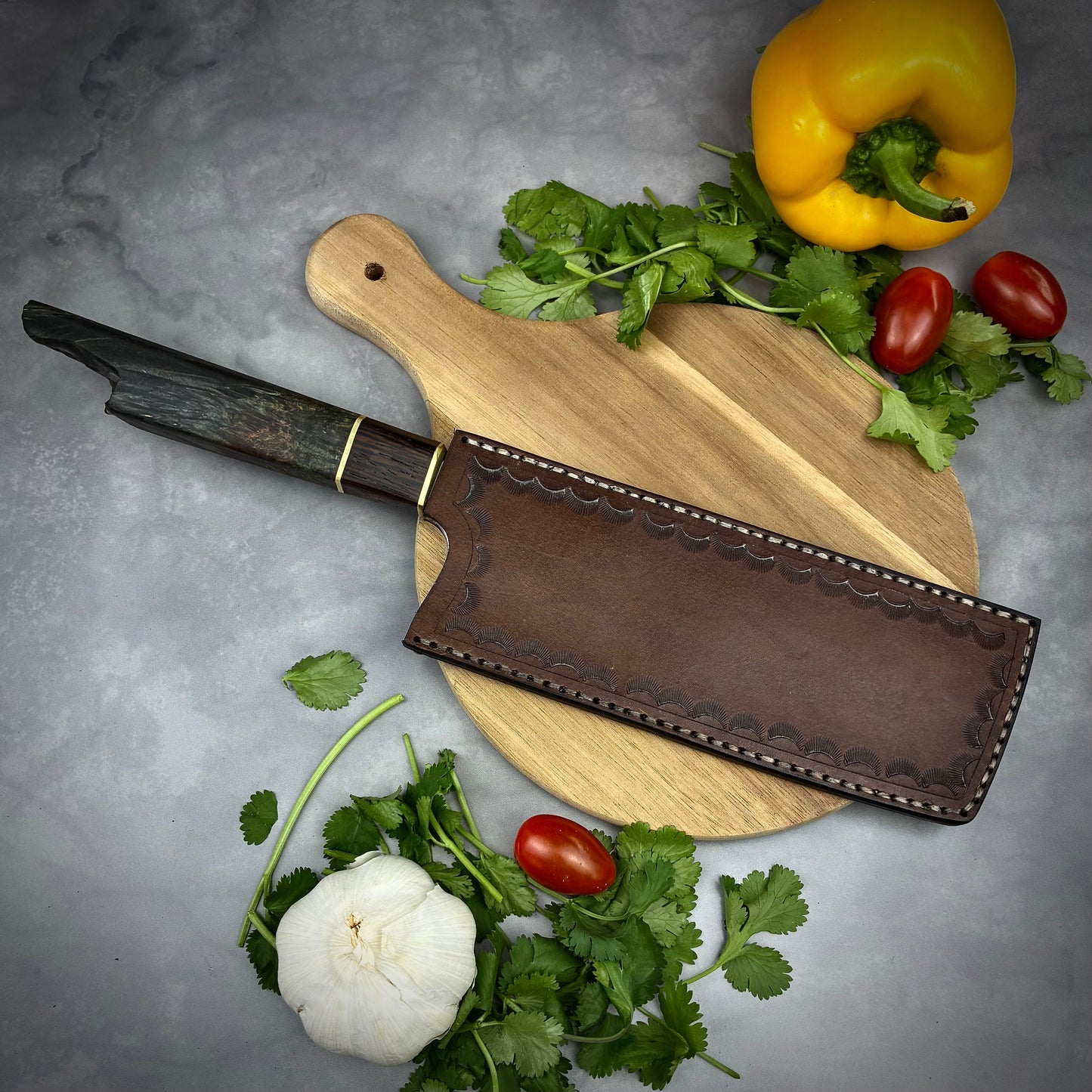 Japanese Nakiri - Live Edge Maple Handle - Forged AEB-L Stainless