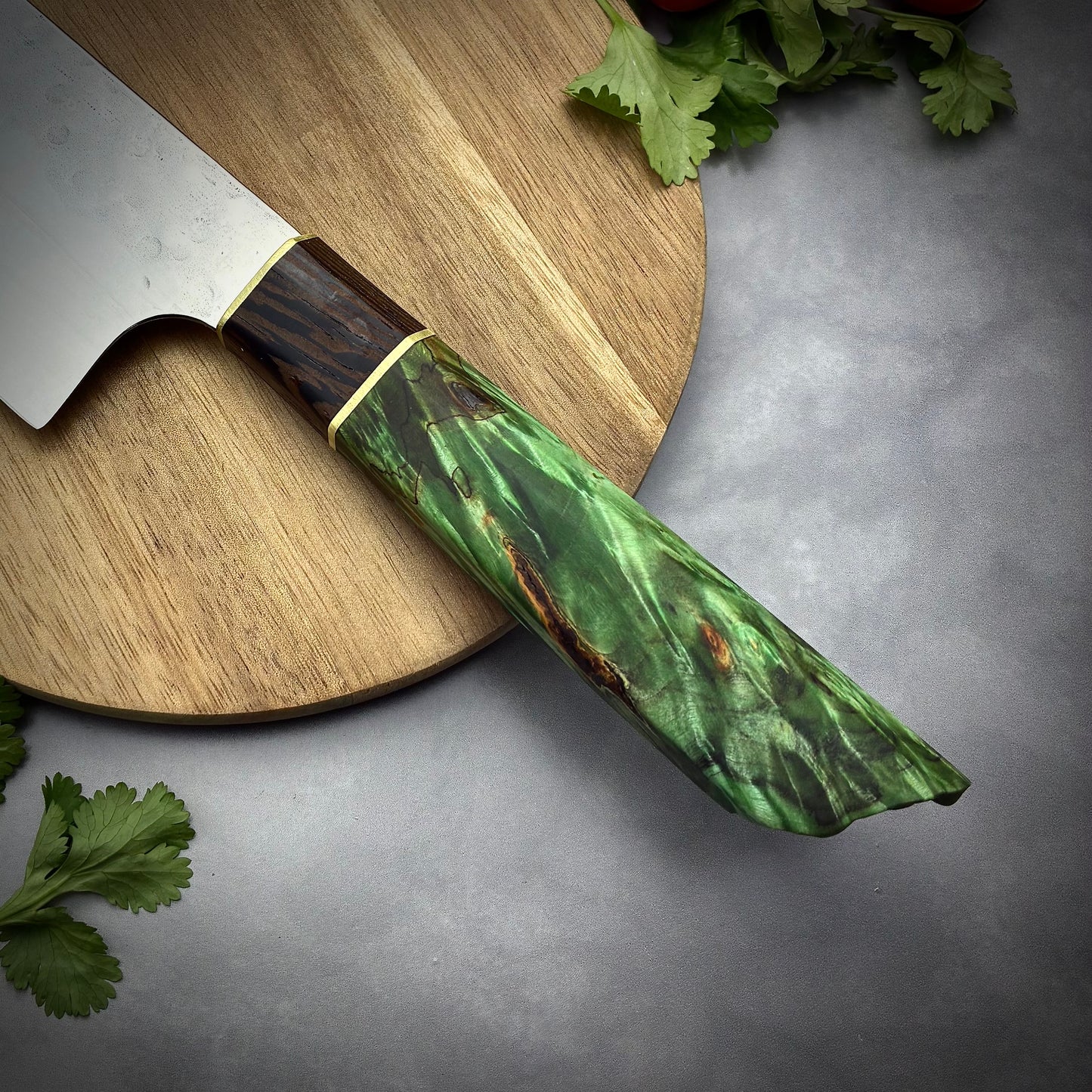 Japanese Nakiri - Live Edge Maple Handle - Forged AEB-L Stainless