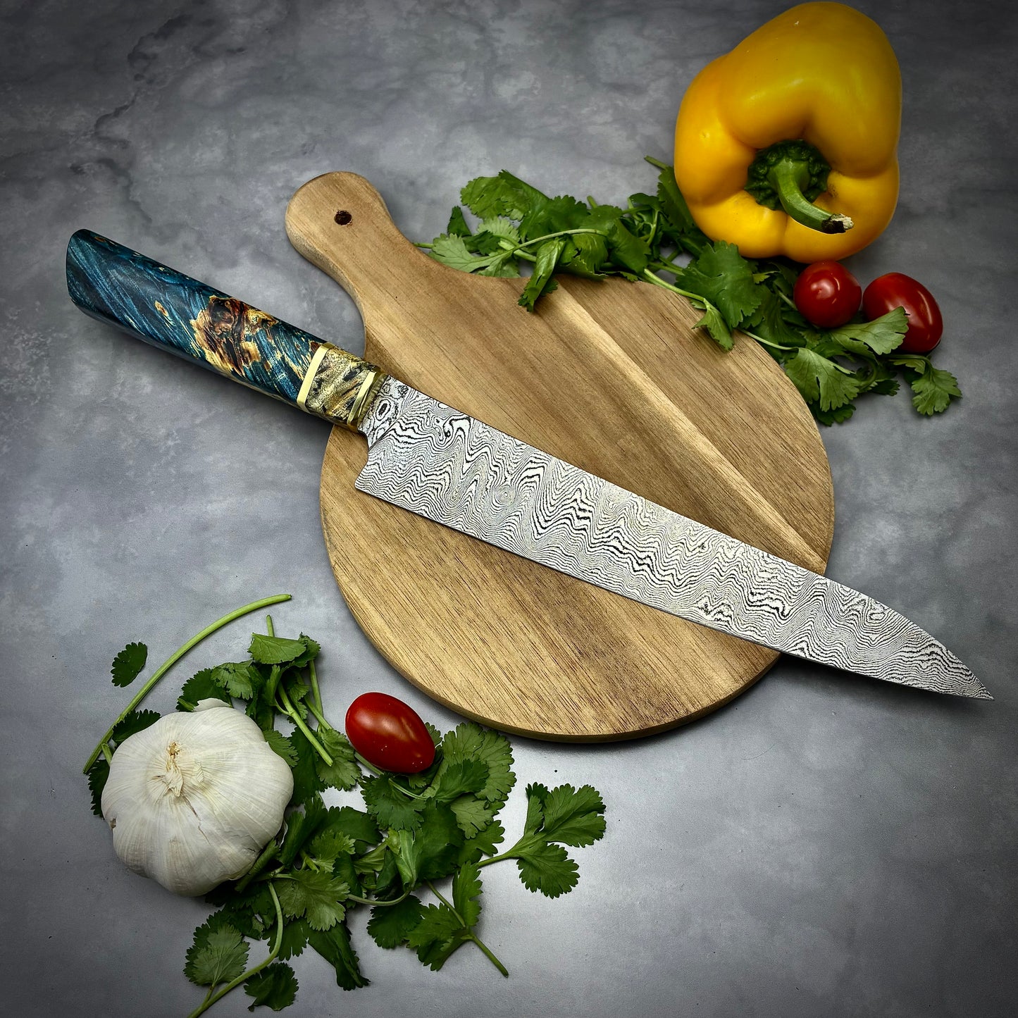 Damascus Japanese Gyuto - Maple Burl Handle