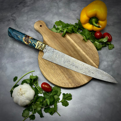 Damascus Japanese Gyuto - Maple Burl Handle