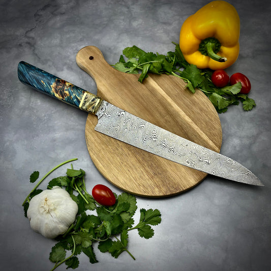 Damascus Japanese Gyuto - Maple Burl Handle