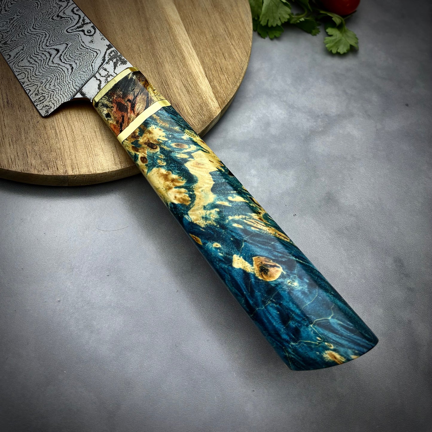 Damascus Japanese Gyuto - Maple Burl Handle