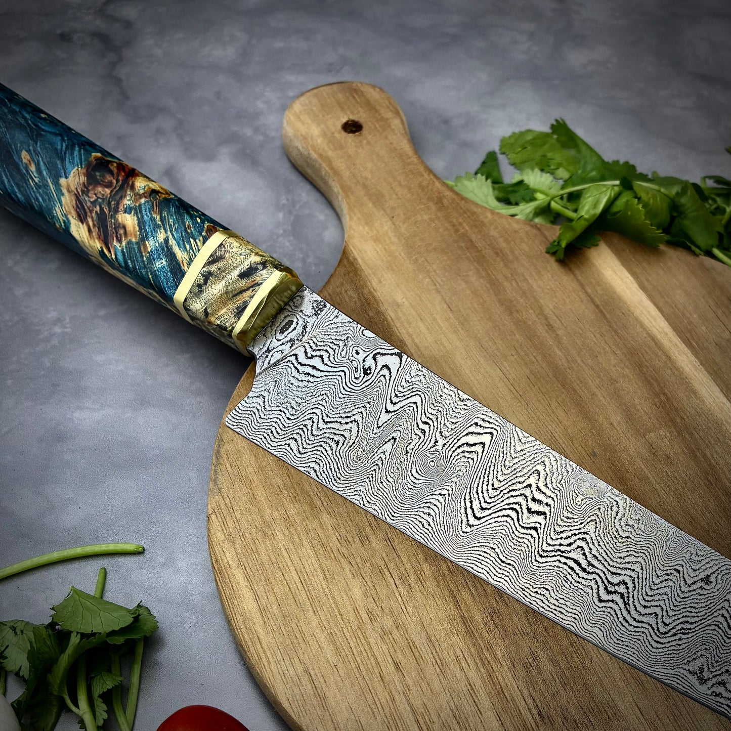 Damascus Japanese Gyuto - Maple Burl Handle