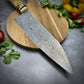 Damascus Japanese Bunka - Maple Burl & Mammoth Tusk