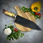 Damascus Japanese Bunka - Maple Burl & Mammoth Tusk