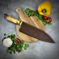 Damascus Japanese Bunka - Maple Burl & Mammoth Tusk
