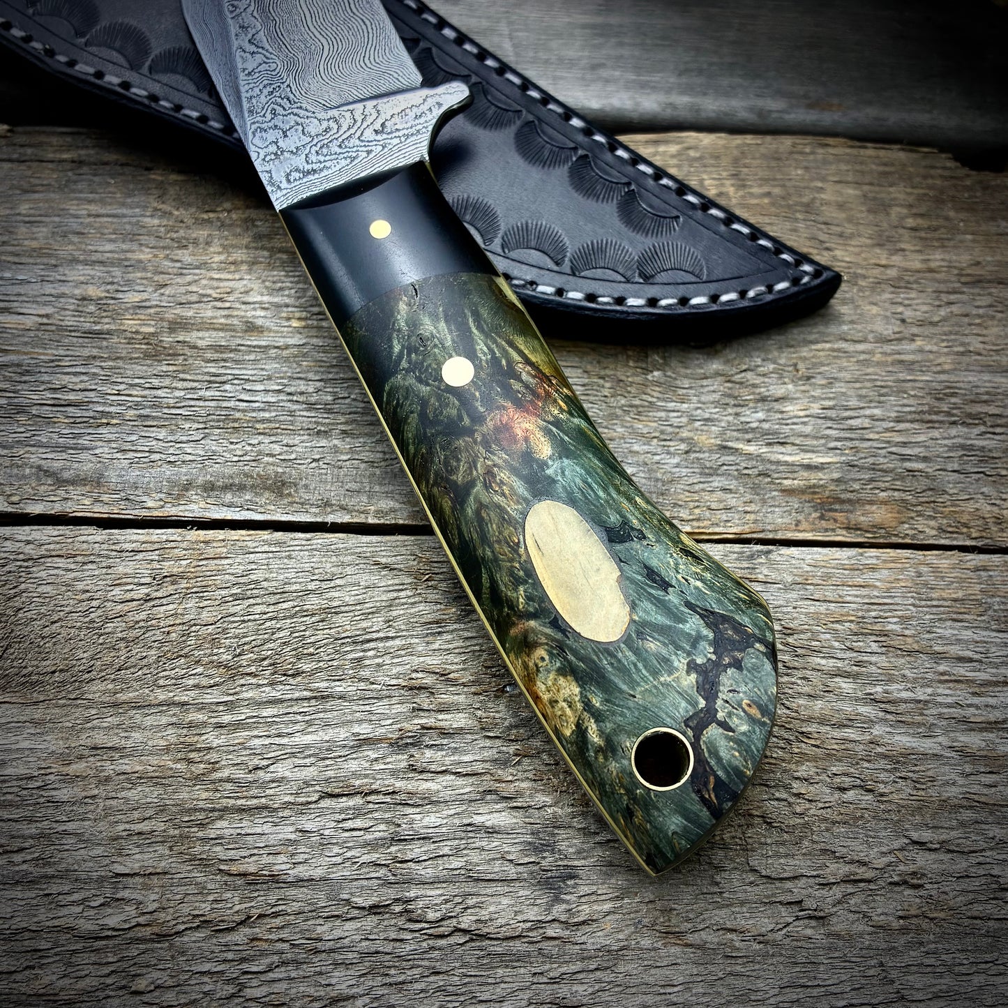 Damascus Hunter with Maple Burl and Mammoth Tusk Handle