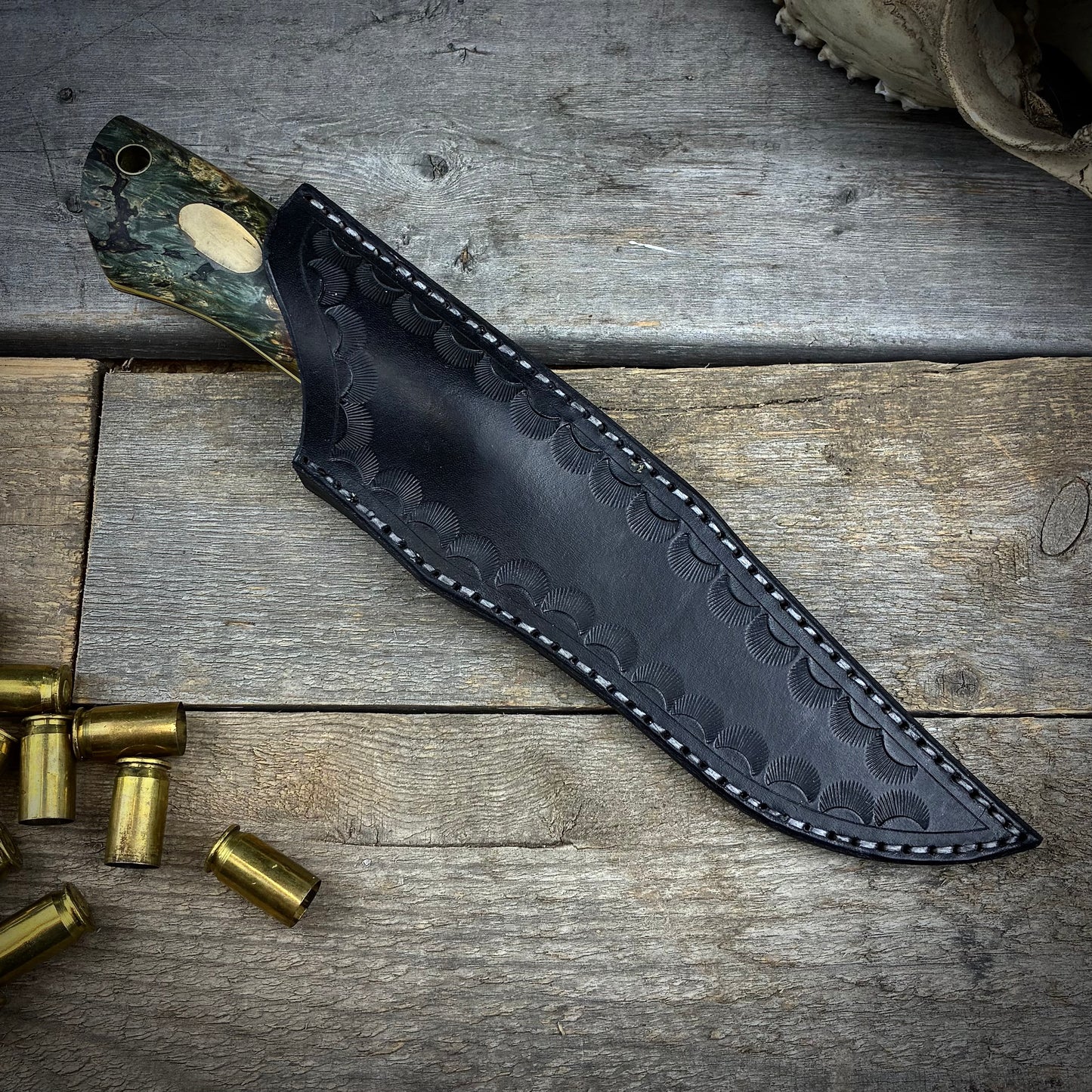 Damascus Hunter with Maple Burl and Mammoth Tusk Handle