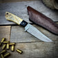Damascus Hunter with Antler Handle