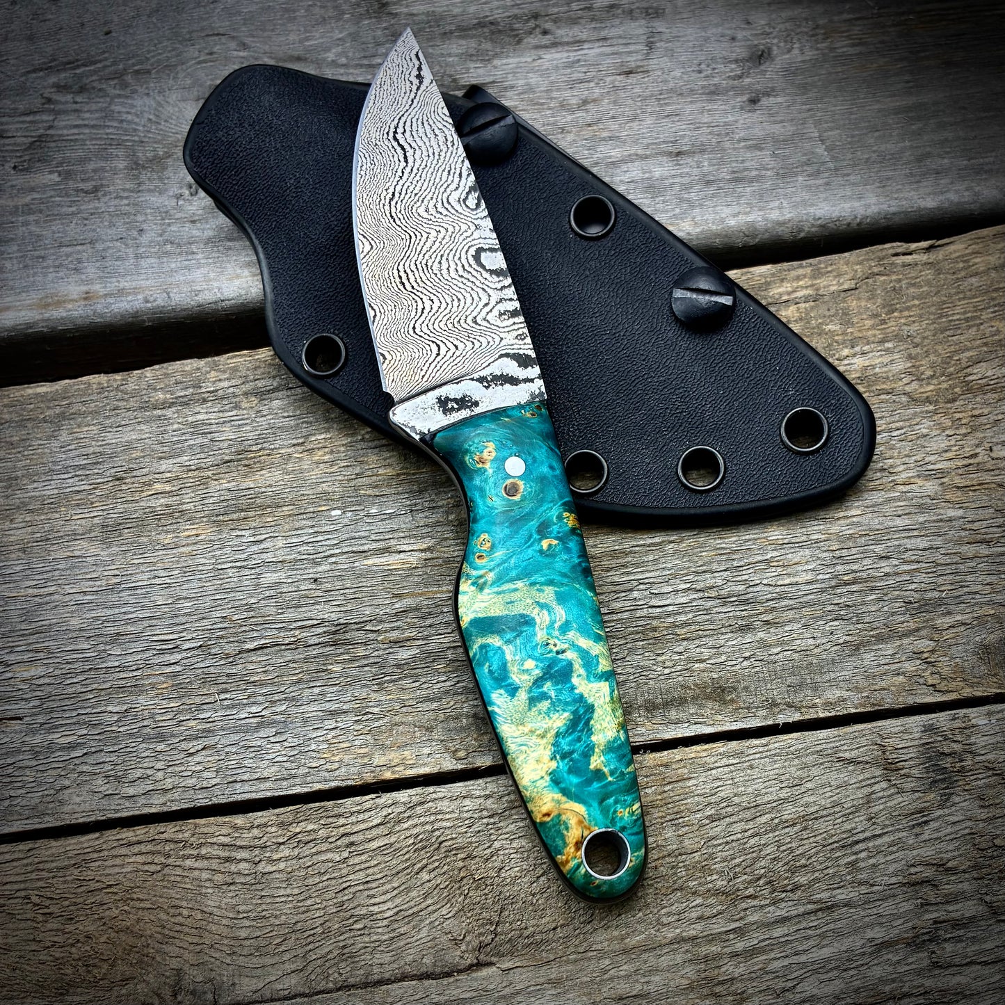 Damascus EDC Maple Burl Handle
