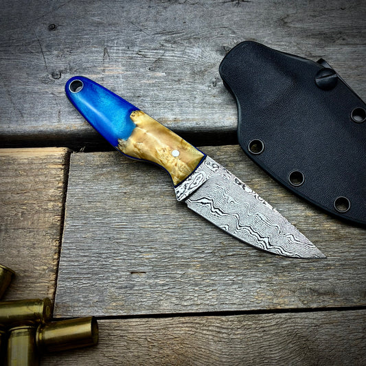 Damascus EDC Maple Burl Handle