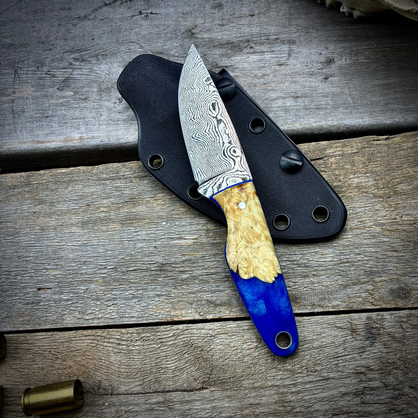 Damascus EDC Maple Burl Handle