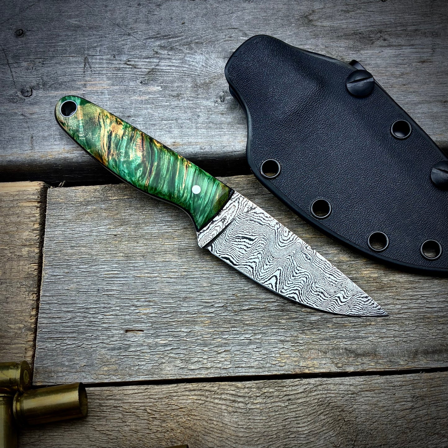 Damascus EDC Maple Burl Handle