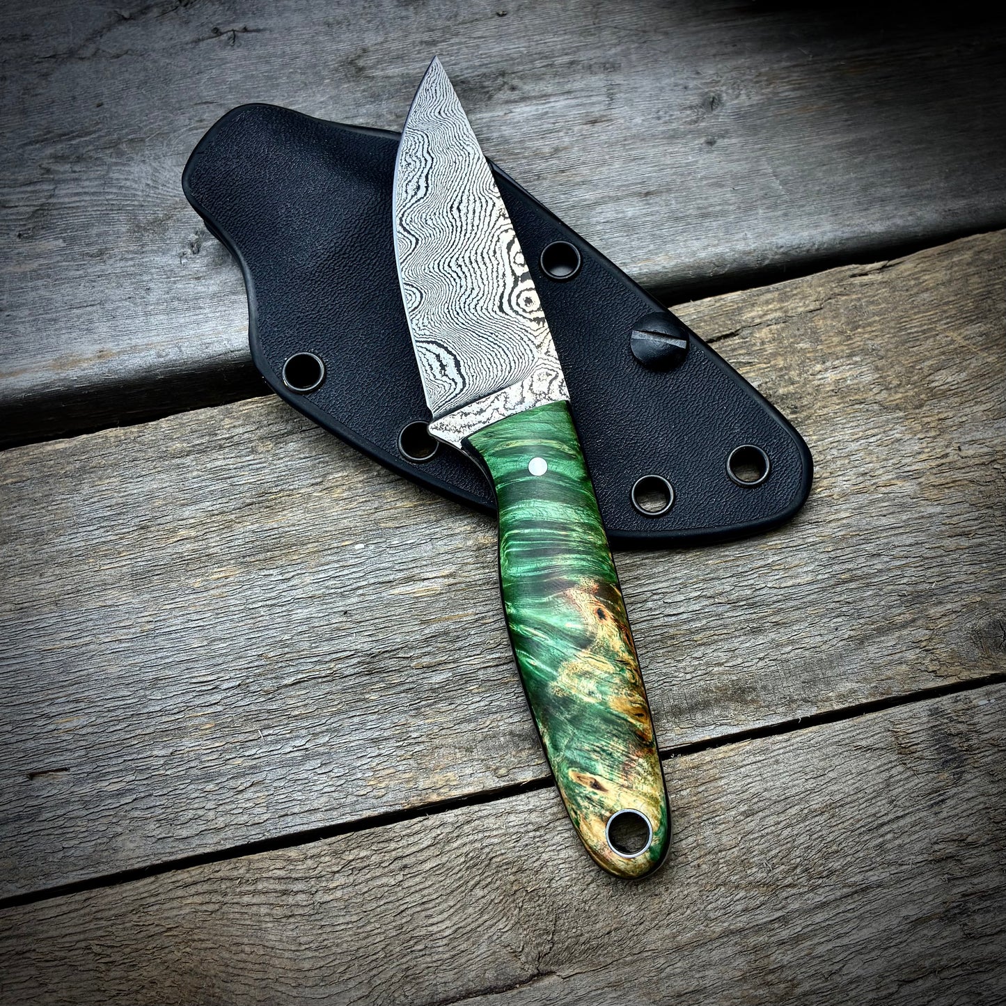 Damascus EDC Maple Burl Handle