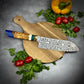 Japanese Santoku - Maple Burl Handle - Hand Forged Damascus Steel