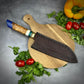 Japanese Santoku - Maple Burl Handle - Hand Forged Damascus Steel