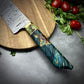 Damascus Japanese Bunka - Live Edge Maple Burl Handle