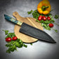 Damascus Japanese Bunka - Live Edge Maple Burl Handle