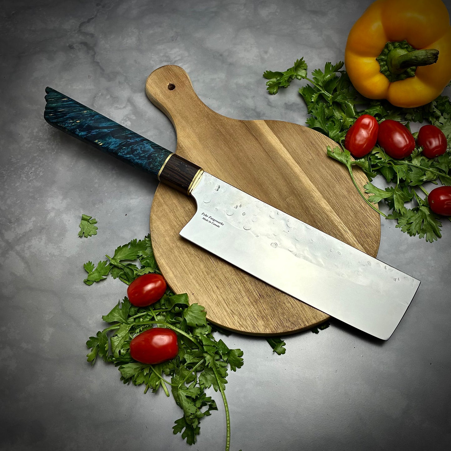 Japanese Nakiri - Live Edge Maple Handle - Forged AEB-L Stainless