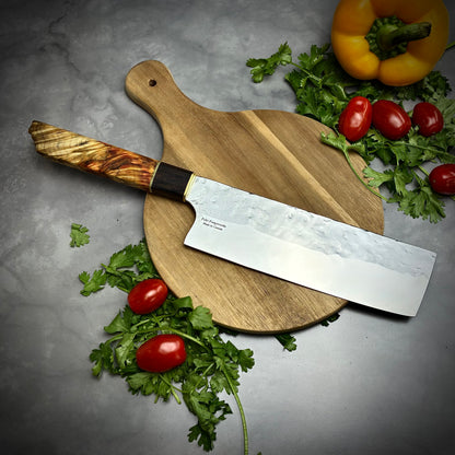 Japanese Nakiri - Live Edge Maple Handle - Forged AEB-L Stainless