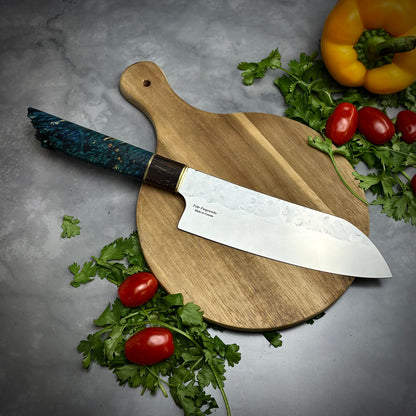 Japanese Santoku - Live Edge Maple Handle - Forged AEB-L Stainless