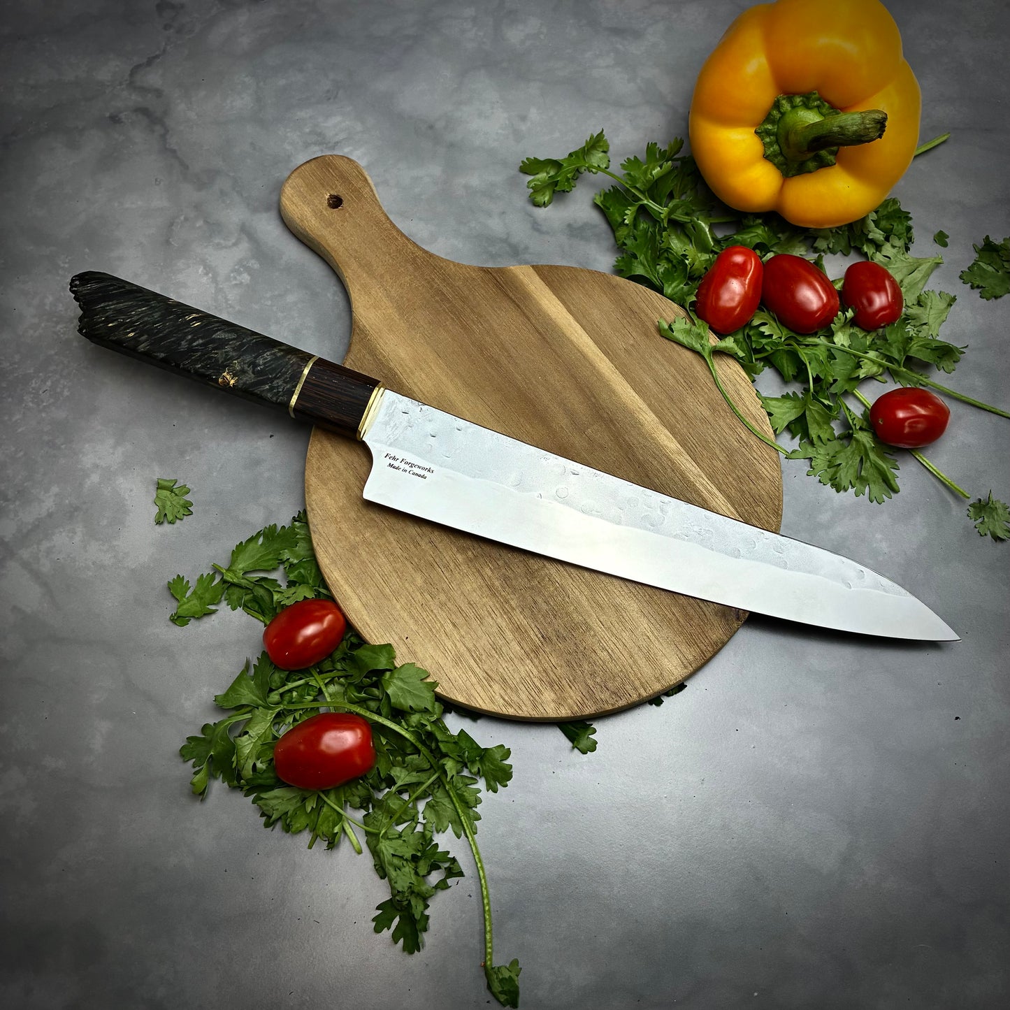 Japanese Gyuto - Live Edge Maple Handle - Forged AEB-L Stainless