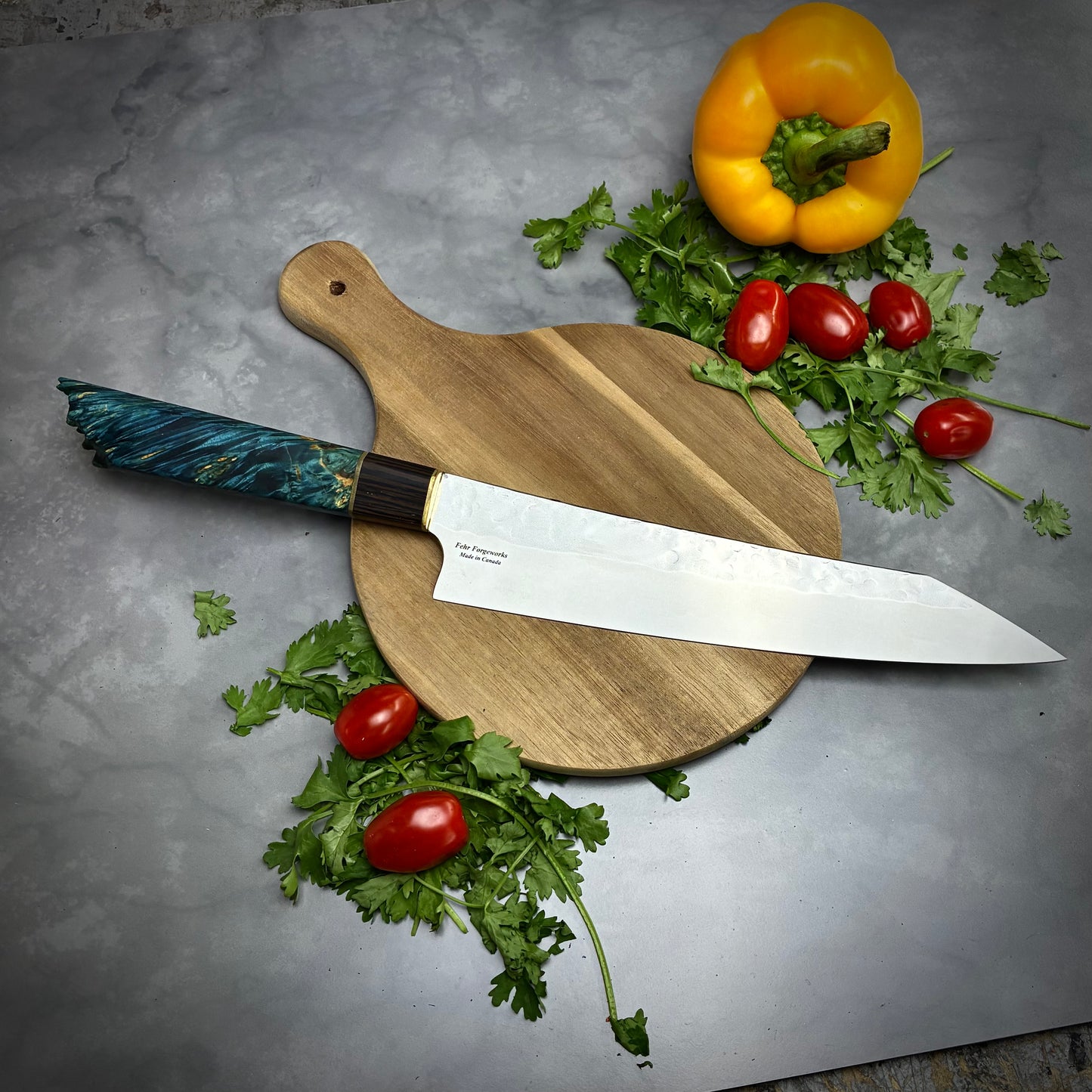 Japanese Kiritsuke - Live Edge Maple Handle - Forged AEB-L Stainless