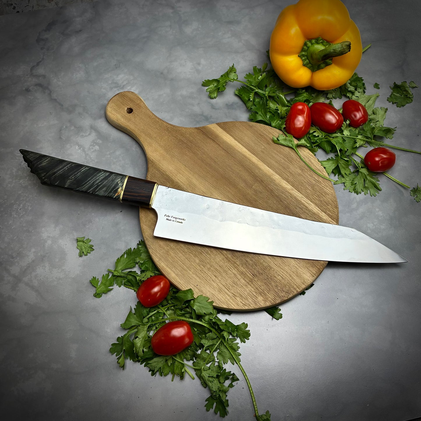 Japanese Kiritsuke - Live Edge Maple Handle - Forged AEB-L Stainless