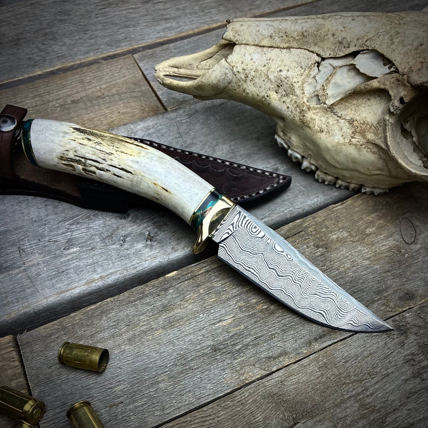 Damascus Hunter Antler Handle