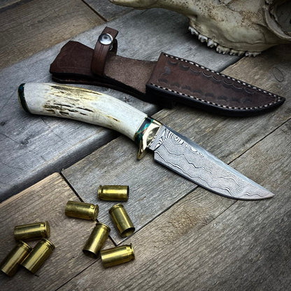 Damascus Hunter Antler Handle
