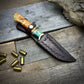 Damascus Hunter - Blue Maple Burl Handle