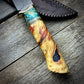Damascus Hunter - Blue Maple Burl Handle