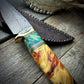 Damascus Hunter - Blue Maple Burl Handle