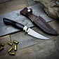 Damascus Hunter Makassar Ebony & Antler Handle