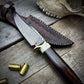 Damascus Hunter Makassar Ebony & Antler Handle
