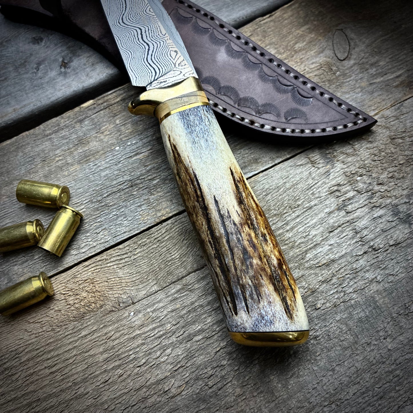 Damascus Hunter Antler Handle