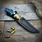 Damascus Hunter - Blue Maple Burl Handle