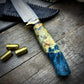 Damascus Hunter - Blue Maple Burl Handle